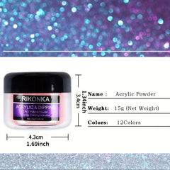 15g Glitter Acrylic Powder for Nails Builder Mermaid Hexagons Nail Art