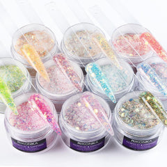 15g Glitter Acrylic Powder for Nails Builder Mermaid Hexagons Nail Art