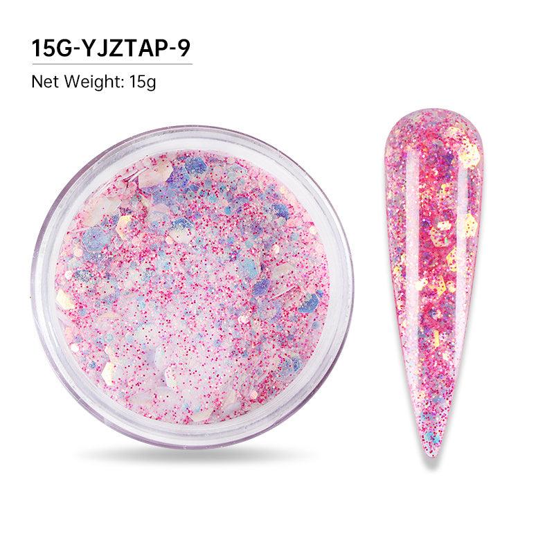 15g Glitter Acrylic Powder for Nails Builder Mermaid Hexagons Nail Art