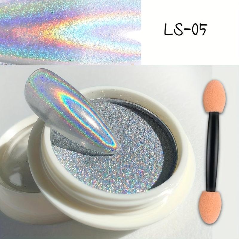 Holographic Mirror Powder Nail Decorations DIY Magic Rainbow Powder
