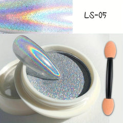 Holographic Mirror Powder Nail Decorations DIY Magic Rainbow Powder