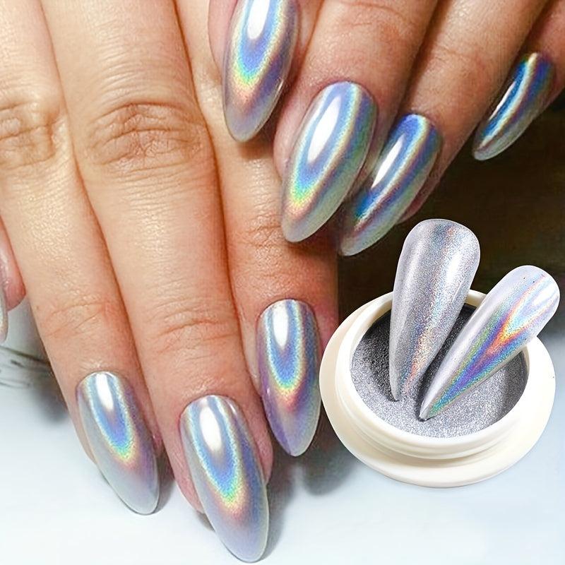 Holographic Mirror Powder Nail Decorations DIY Magic Rainbow Powder