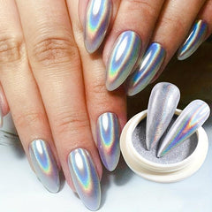 Holographic Mirror Powder Nail Decorations DIY Magic Rainbow Powder
