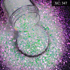 Iridescent Pink Hexagon Nail Glitters Flakes For Nails & Crafts
