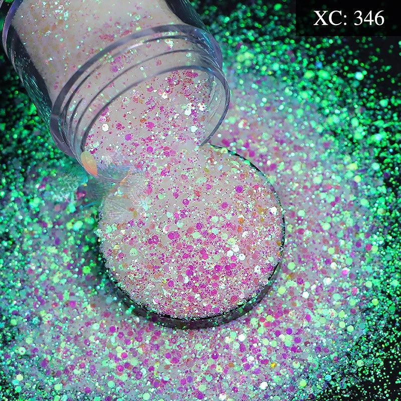 Iridescent Pink Hexagon Nail Glitters Flakes For Nails & Crafts