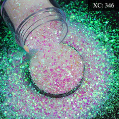 Iridescent Pink Hexagon Nail Glitters Flakes For Nails & Crafts