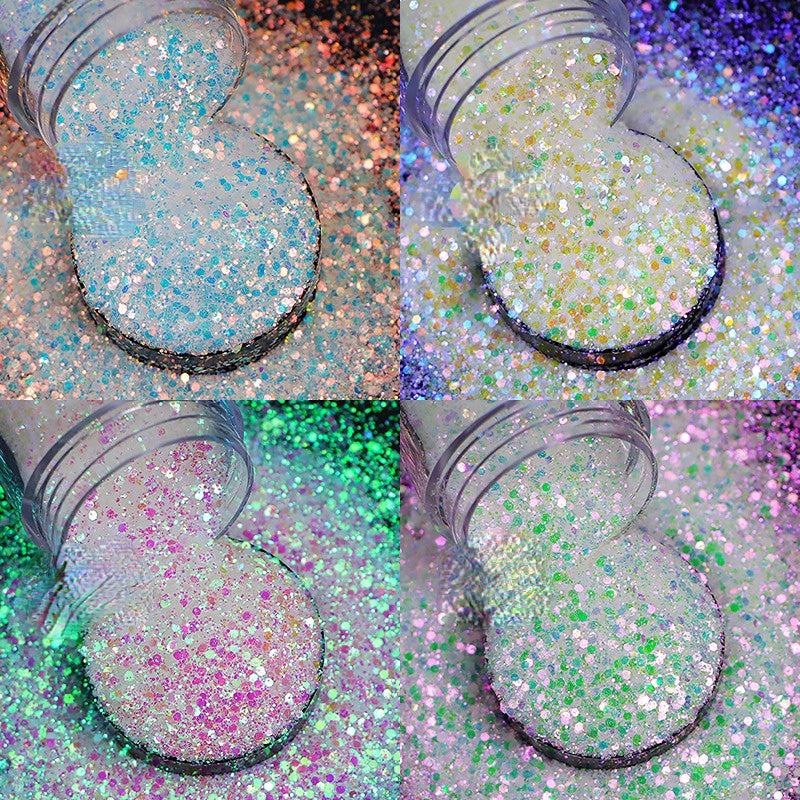 Iridescent Pink Hexagon Nail Glitters Flakes For Nails & Crafts