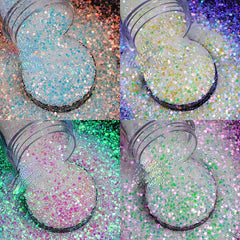 Iridescent Pink Hexagon Nail Glitters Flakes For Nails & Crafts