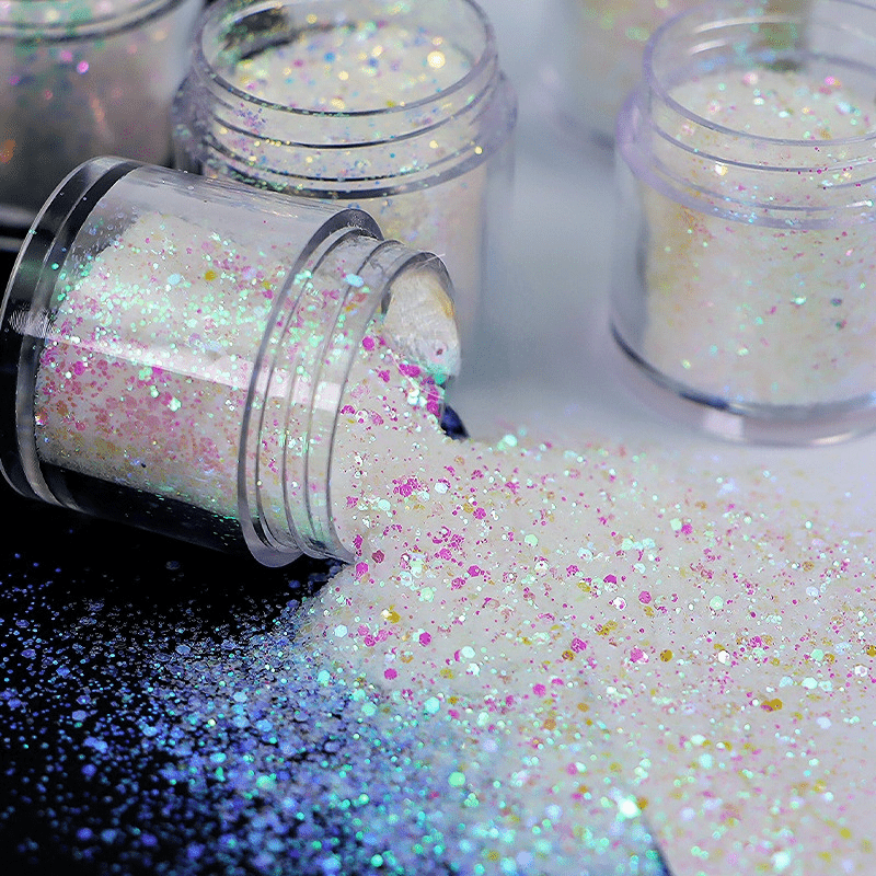 Iridescent Pink Hexagon Nail Glitters Flakes For Nails & Crafts