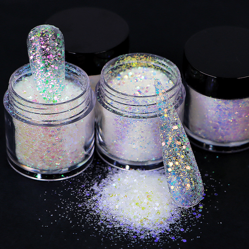 Iridescent Pink Hexagon Nail Glitters Flakes For Nails & Crafts