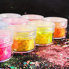 12 Colors Holographic Nail Glitter Powder Mixed Size Hexagon Flakes Sequins