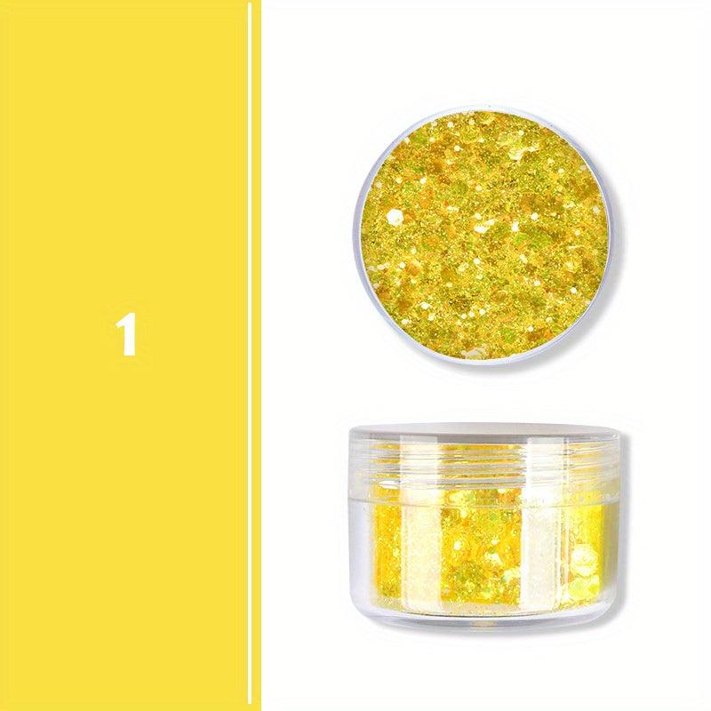 12 Colors Holographic Nail Glitter Powder Mixed Size Hexagon Flakes Sequins