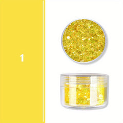 12 Colors Holographic Nail Glitter Powder Mixed Size Hexagon Flakes Sequins