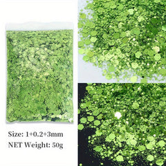 50g Holographic Nail Glitter Powder Hexagon Flakes Sequins DIY Manicure
