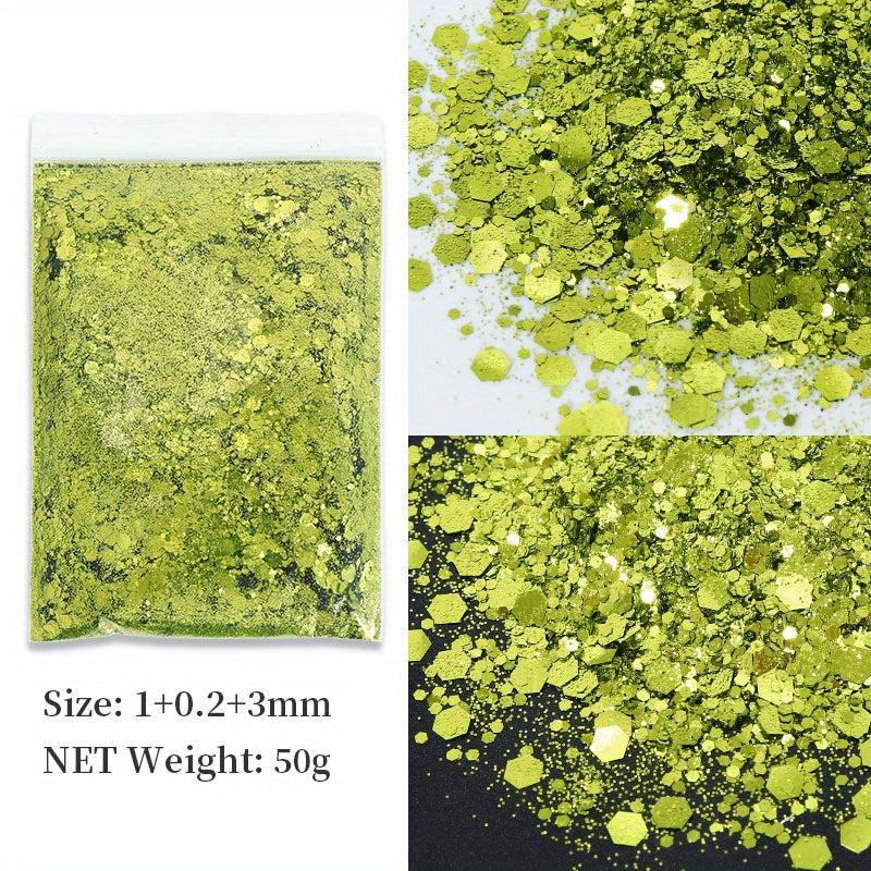 50g Holographic Nail Glitter Powder Hexagon Flakes Sequins DIY Manicure