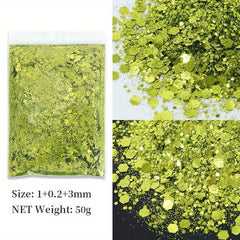 50g Holographic Nail Glitter Powder Hexagon Flakes Sequins DIY Manicure