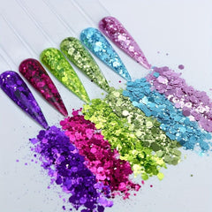 50g Holographic Nail Glitter Powder Hexagon Flakes Sequins DIY Manicure