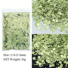 50g Holographic Nail Glitter Powder Hexagon Flakes Sequins DIY Manicure