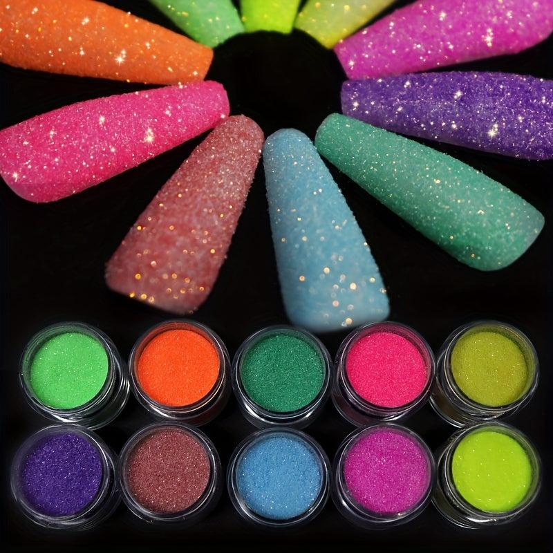 10 Colors Nail Glitter Powder Green Dust Sand Powder Manicure Decoration