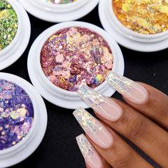Holographic Nail Glitter Powder Hexagon Sequins DIY Manicure