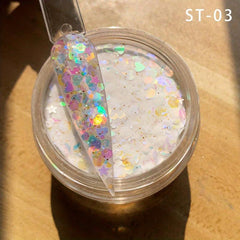 Rainbow Hexagon Glitter Acrylic Powder for Nail Art