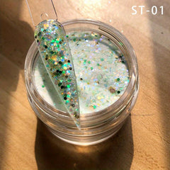 Rainbow Hexagon Glitter Acrylic Powder for Nail Art