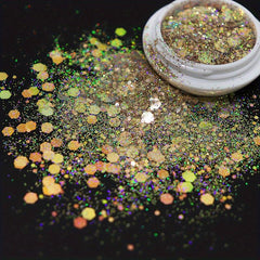 Hexagon Nail Sequins Chunky Glitter Kit Laser Pink Mix Flakes