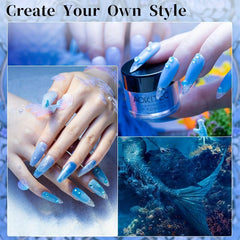 Aokitec 16Pcs Dip Powder Nail Kit Summer Glitter Dipping Powder Starter Set