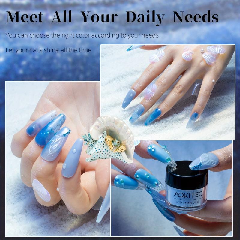 Aokitec 16Pcs Dip Powder Nail Kit Summer Glitter Dipping Powder Starter Set