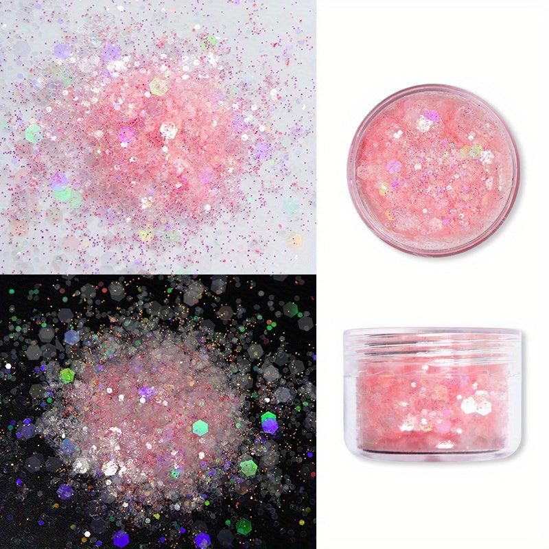 Purple Holographic Nail Sequins Chunky Glitter Hexagon Flakes