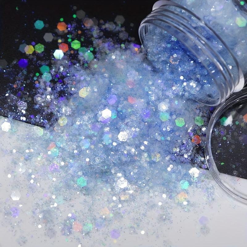 Purple Holographic Nail Sequins Chunky Glitter Hexagon Flakes