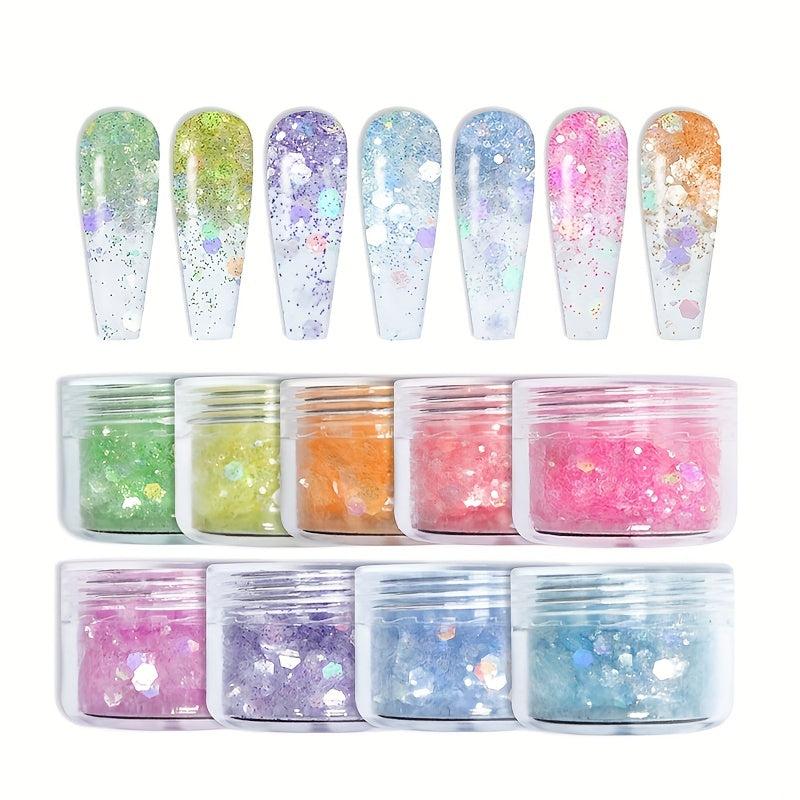 Purple Holographic Nail Sequins Chunky Glitter Hexagon Flakes