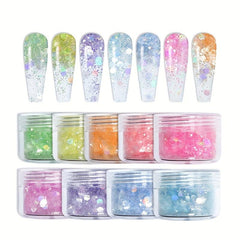 Purple Holographic Nail Sequins Chunky Glitter Hexagon Flakes