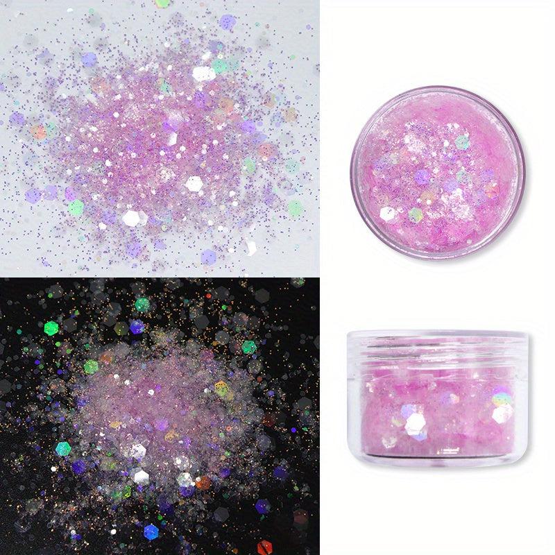 Purple Holographic Nail Sequins Chunky Glitter Hexagon Flakes