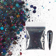 10g Holographic Nail Glitter Powder Mixed Size Hexagon Flakes for DIY Nail Art