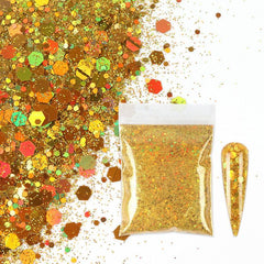 10g Holographic Nail Glitter Powder Mixed Size Hexagon Flakes for DIY Nail Art
