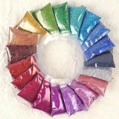 10g Holographic Nail Glitter Powder Mixed Size Hexagon Flakes for DIY Nail Art
