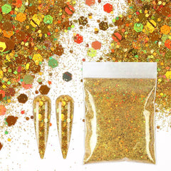 10g Holographic Nail Glitter Powder Mixed Size Hexagon Flakes for DIY Nail Art