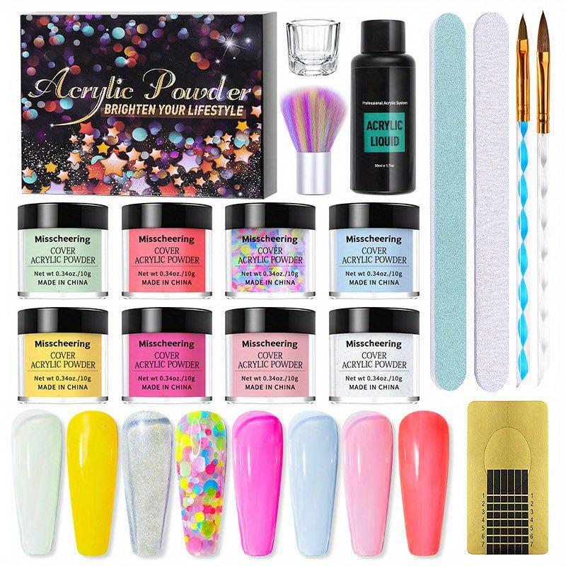 16pcs Acrylic Nail Powder Set 8 Colors Acrylic Powder Set With Acrylic Liquid