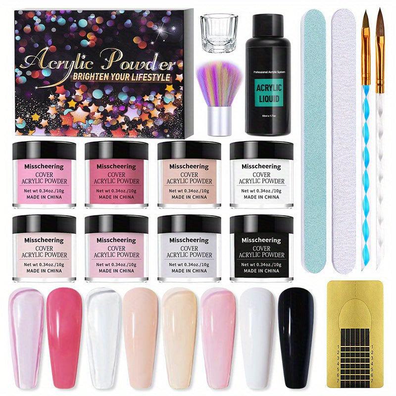 16pcs Acrylic Nail Powder Set 8 Colors Acrylic Powder Set With Acrylic Liquid