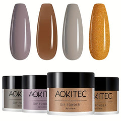 4 Colors Dip Powder Kit Gray Brown Collection Nail Extension Starter Set