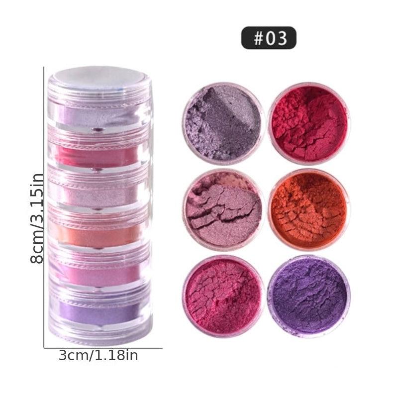 6 Colors Nail Glitter Powder Shining Sugar Effect Pink Green Dust Sand Powder