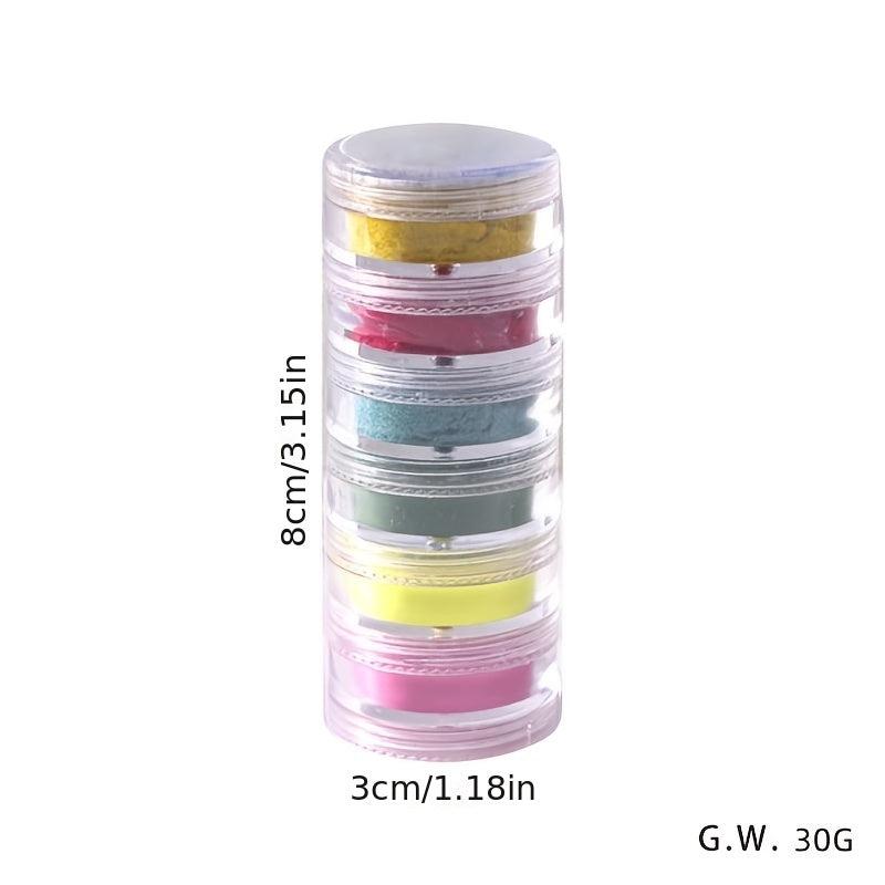 6 Colors Nail Glitter Powder Shining Sugar Effect Pink Green Dust Sand Powder