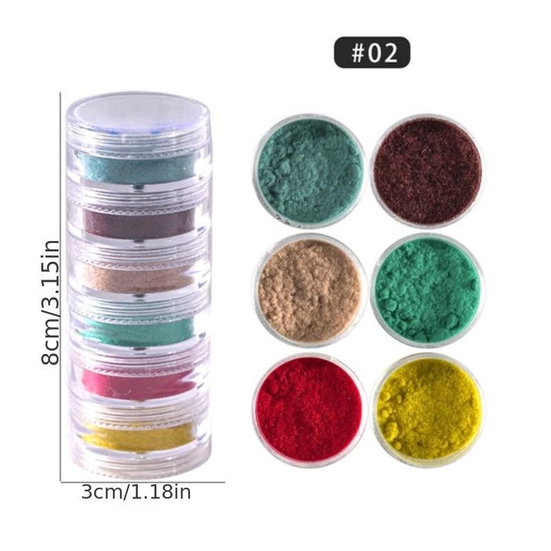 6 Colors Nail Glitter Powder Shining Sugar Effect Pink Green Dust Sand Powder
