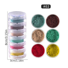 6 Colors Nail Glitter Powder Shining Sugar Effect Pink Green Dust Sand Powder