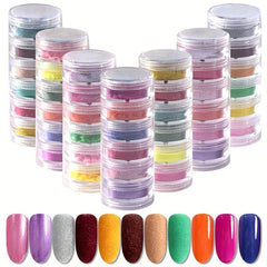 6 Colors Nail Glitter Powder Shining Sugar Effect Pink Green Dust Sand Powder