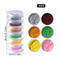 6 Colors Nail Glitter Powder Shining Sugar Effect Pink Green Dust Sand Powder