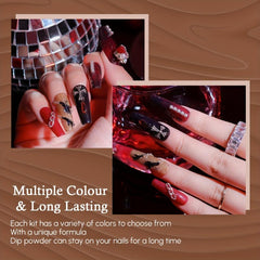 16pcs Aokitec Dip Powder Nail Kit Glitter Liquid Nails Art for Halloween DIY