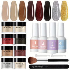 16pcs Aokitec Dip Powder Nail Kit Glitter Liquid Nails Art for Halloween DIY