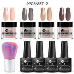 Purple Glitter Nail Dipping Powder Set with Nail File & Brush